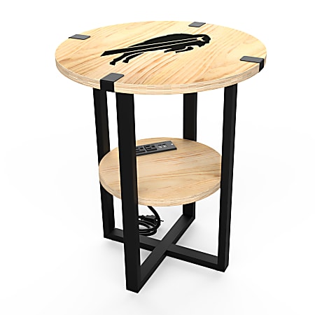 Imperial NFL Wood Round Side Table With Charger, 22”H x 18”W x 18”D, Buffalo Bills