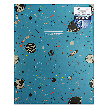 Microban Professional U Style 2 Pocket Paper Folder With Microban Antimicrobial Protection, 9 9/16" x 11 11/16", Blue/Space