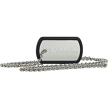 Verbatim 16GB Dog Tag USB Flash Drive Black 16 GB Black 1 Pack Water Resistant Dust Proof Office Depot