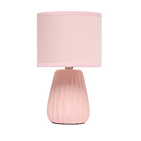 Simple Designs Mini Texture Pastel Accent Table Lamp, 11-1/16"H, Light Pink/Light Pink