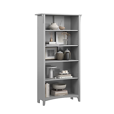 Bush Home Salinas Tall 5 Shelf Bookcase, Cape Cod Gray, Standard Delivery