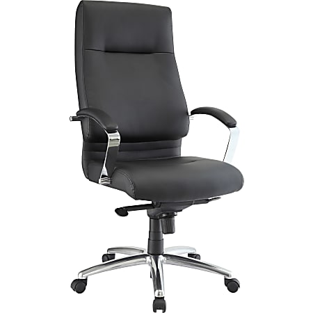 Lorell® Modern Ergonomic Bonded Leather High-Back Executive Chair, Black