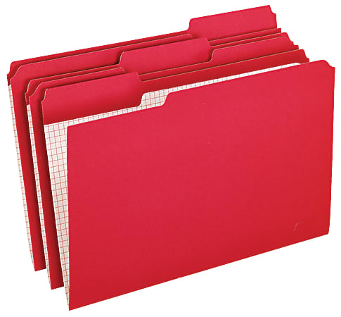 Pendaflex® Color Reinforced Top File Folders With Interior Grid, 1/3 Cut, Legal Size, Red, Pack Of 100