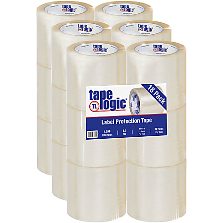 Tape Logic® Acrylic Label Protection Tape, 2 mils, 3" Core, 4" x 72 Yd., Clear, Case Of 18