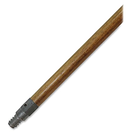 Genuine Joe Wood Handle with Threaded Metal Tip - Natural - Metal, Wood - 1 Each