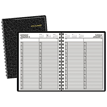 AT-A-GLANCE® 30% Recycled 2-Person Daily Appointment Book, 8" x 10 7/8", Black, January-December 2017