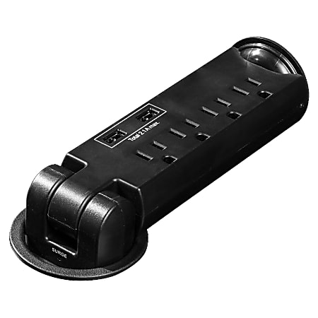 Lorell® 4-Outlet Pull-Out Surge Protection Desktop Power Strip,