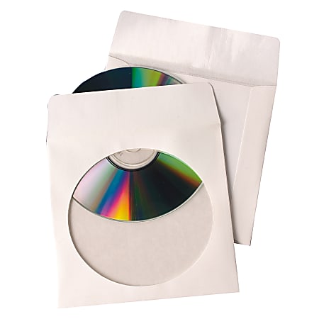 Quality Park Tech-No-Tear™ CD/DVD Sleeves, White, Pack Of