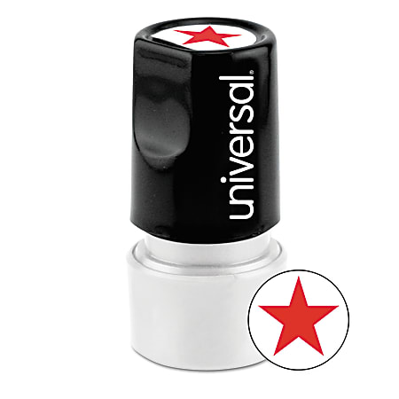 Universal® Round Pre-Inked Message Stamp, Star, 3/4" Impression, Red