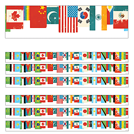 Carson Dellosa Education Straight Borders, All Are Welcome Flags, 36' Per Pack, Set Of 6 Packs