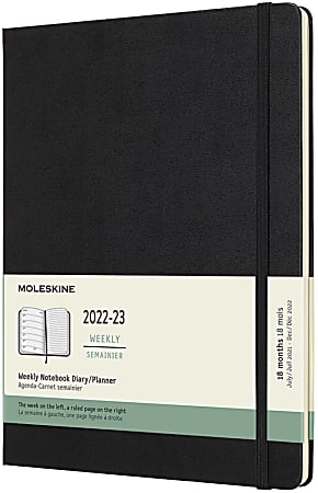 Moleskine XL 18-Month Weekly Planner, 9-13/16” x 7-1/2”, Black, July 2022 To December 2023, 80565988510