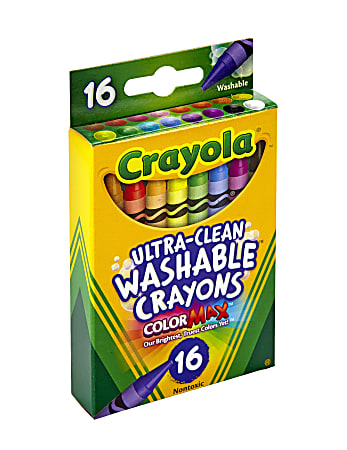 Crayola® Washable Crayons, Assorted Colors, Pack Of 16 Crayons