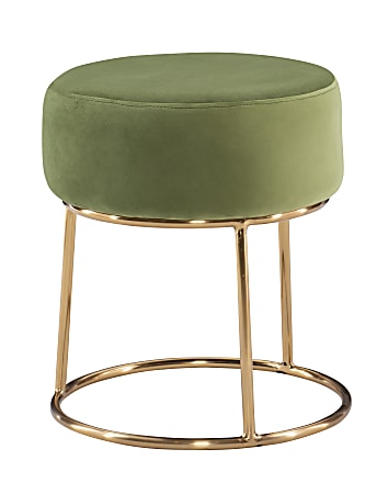 Linon Braeburn Ottoman, 18-1/4" x 18-3/4", Green/Gold