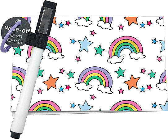 So-Mine Dry Erase Flash Cards, 3-2/5” x 5-1/4”, Rainbow