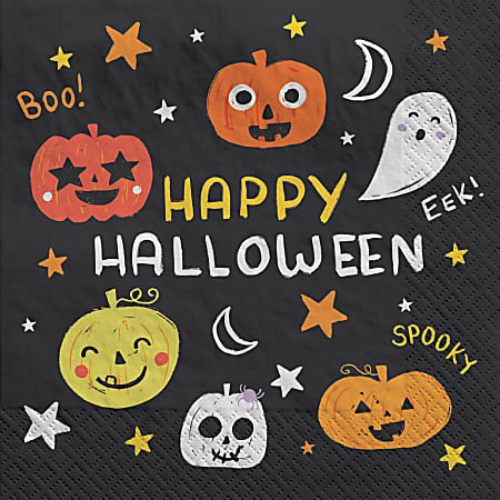 Amscan Halloween Spooky Friends Lunch Napkins, 6-1/2" x