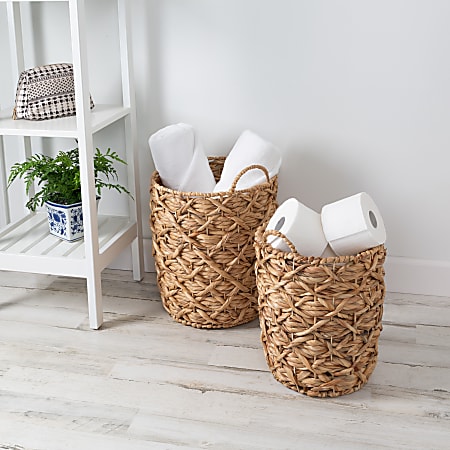 Honey Can Do Round Nesting Baskets, 9-1/2”H x 13”W x 18-1/2”D, Natural, Set Of 2 Baskets