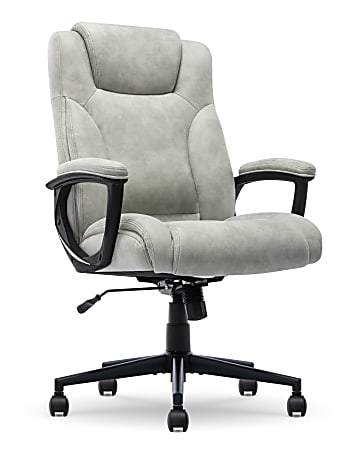 Serta® Comfort Eco Ergonomic Velvet Mid-Back Office Chair, Light Gray