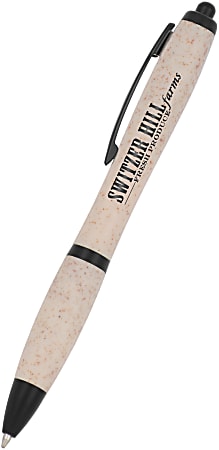 Custom Promotional Color Grip Wheat Straw Pen, Medium Point, Assorted Barrel Colors, Black Ink