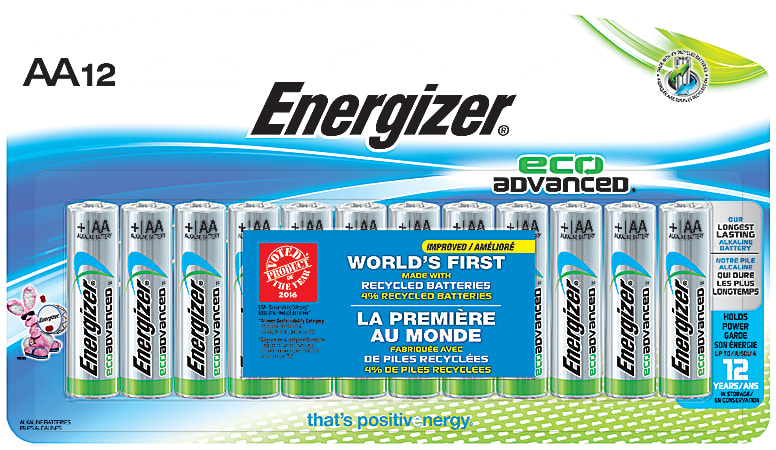 Energizer® Eco Advanced AA Alkaline Batteries, Pack Of 12