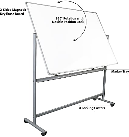 Magnetic Whiteboard Easel Black, Portable Dry Erase Board Height
