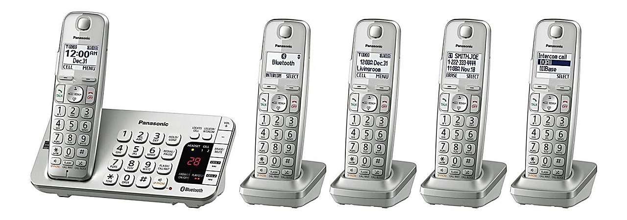 Panasonic® Link2Cell DECT 6.0 Bluetooth® Cordless Phone With 5 Handsets, KX-TGE475S
