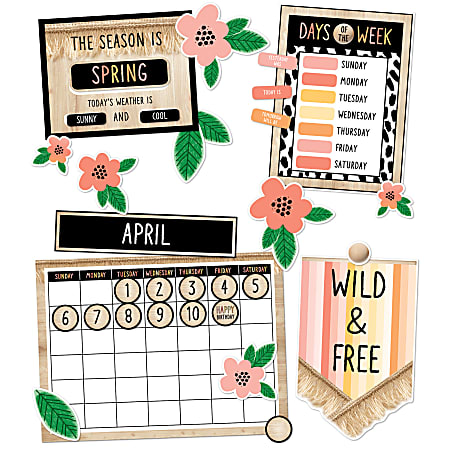 Schoolgirl Style Simply Safari Calendar Bulletin Board Set, Set Of 106 Pieces