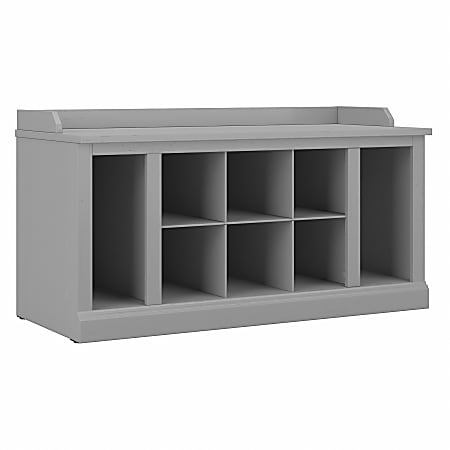 Bush Furniture Woodland 40"W Shoe Storage Bench With Shelves, Cape Cod Gray, Standard Delivery