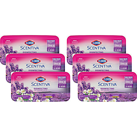 Clorox Scentiva Disinfecting Wet Mopping Cloth Refills - 5.9" Width x 11.4" Length - 24 Per Pack - 6 / Carton