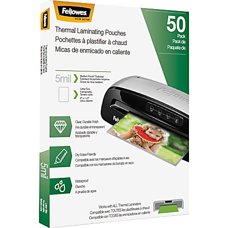 Fellowes® Thermal Laminating Pouches, 8-1/2" x 11", Pack Of 50