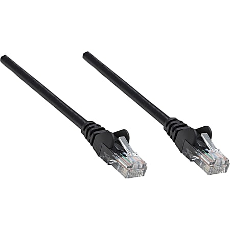 Intellinet Network Patch Cable, Cat5e, 7.5m, Black, CCA, U/UTP, PVC, RJ45, Gold Plated Contacts, Snagless, Booted, Lifetime Warranty, Polybag - Patch cable - RJ-45 (M) to RJ-45 (M) - 25 ft - UTP - CAT 5e - molded, snagless - black