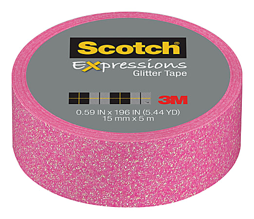 Scotch® Expressions Glitter Tape, 0.59" x 196", Pastel Pink