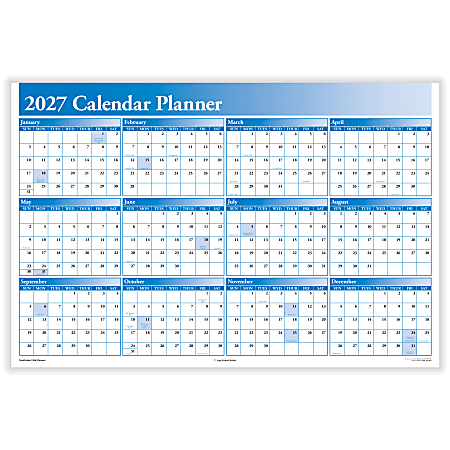 ComplyRight® 2027 Calendar Planner, 36" x 24", Blue