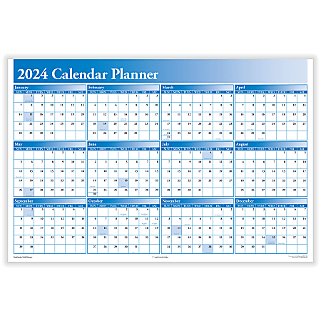 ComplyRight 2024 Calendar Planner, 36" x 24", Blue