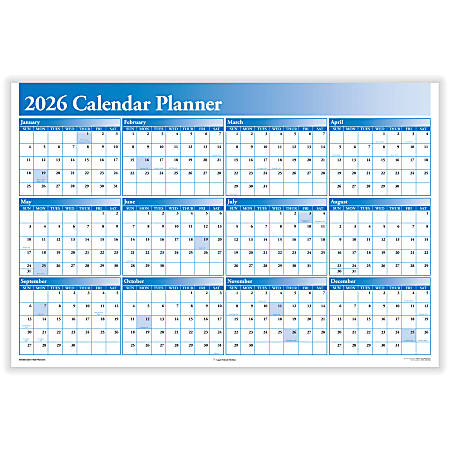 ComplyRight® 2026 Calendar Planner, 36" x 24", Blue