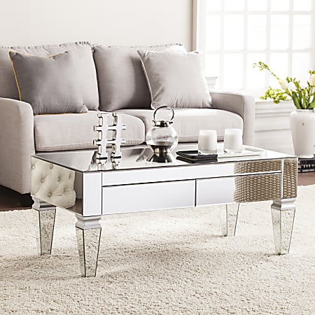 SEI Furniture Darien Contemporary Mirrored Cocktail Table,