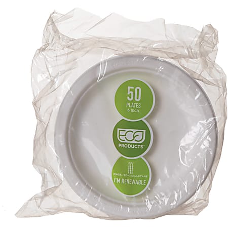 6-Inch Square Paper Plates Bagasse Sugarcane Plates - 50-Pack – EcoRiyo