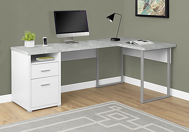 Grey and white corner desk outlet