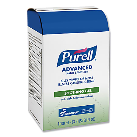 SKILCRAFT® Purell® Hand Sanitizer Pouches With Aloe, 33.8 Oz, Carton Of 8 Pouches (AbilityOne 8520015223888)