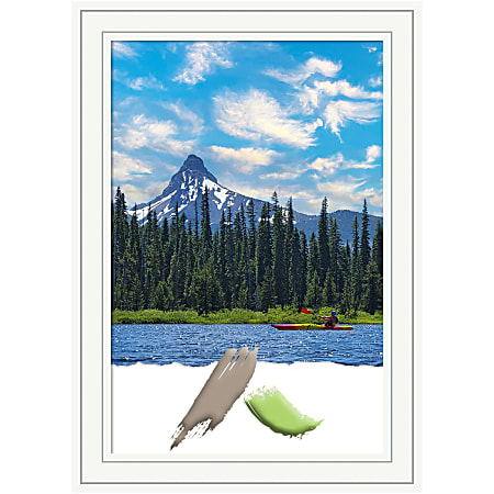 Amanti Art Craftsman White Wood Picture Frame, 25 x 35", Matted For 20" x 30"