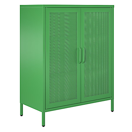 Novogratz Channing 2-Door 3-Shelf Metal Mesh Locker Accent Cabinet, 40"H x 31-1/2"W x 15-3/4"D, Kelly Green