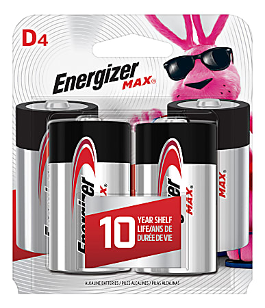 Energizer® Max® D Alkaline Batteries, Pack Of 4