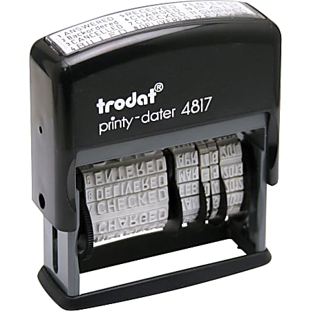 Trodat® Printy Economy 12-Message Date Stamp, Self-Inking, 2" x 0.38", Black