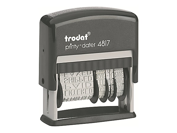 Trodat® Printy Economy 12-Message Date Stamp, Self-Inking, 2" x 0.38", Black