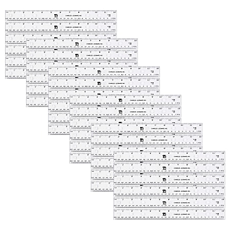 Charles Leonard Plastic Ruler, 12-Inch, Clear, Pack Of 36