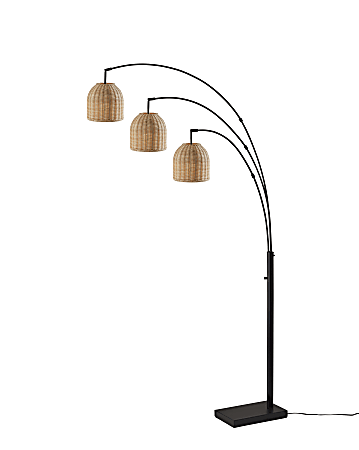 Adesso® Bahama 3-Arm Arc Lamp, 82”H, Bronze/Rattan