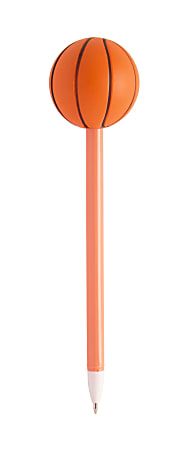 Office Depot® Brand Ballpoint Pen With Topper, Medium Point, 0.7 mm, Orange Barrel, Black Ink, Basketball