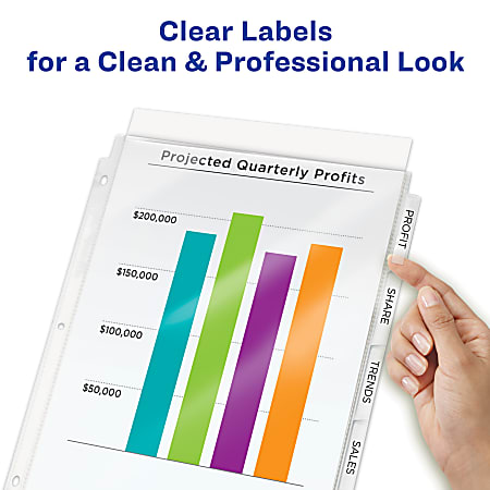 Avery® Print & Apply Clear Label Sheet Protector Dividers With Index Maker®  Easy Peel™ Printable Labels, 5-Tab set