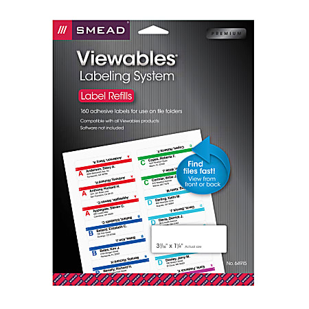 Smead Viewables Multipurpose Labels 64915 Refill Kit White Pack Of 160