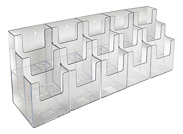 Azar Displays 3-Tier 15-Pocket Acrylic Trifold Brochure Counter Display, 9"H x 31-1/2"W x 5-1/4"D, Clear
