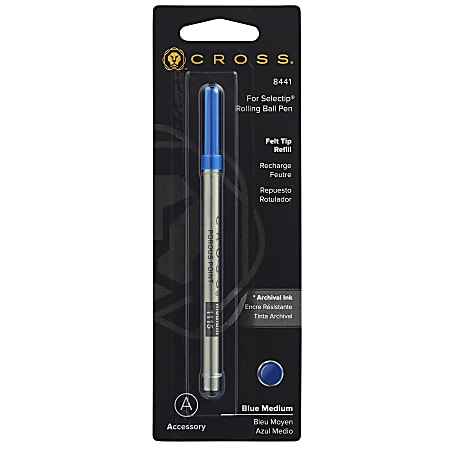 Cross® Felt Tip Refill, Medium Point, 0.8mm, Blue Ink